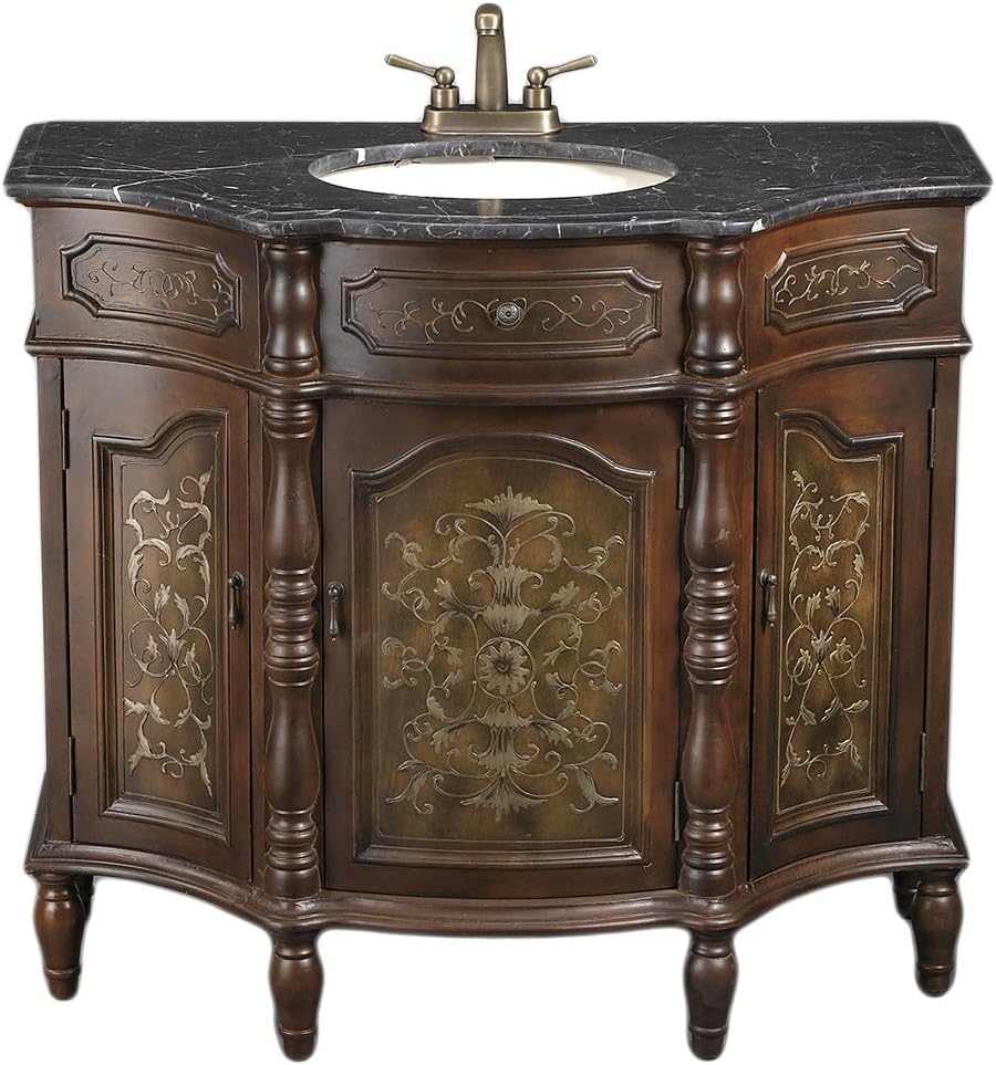 Bathroom Vanity With Off White Sink In Brown Amazon Com