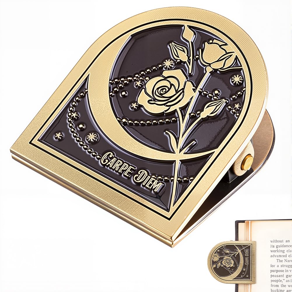 CRASPIRE Travelers Notebook Clips Metal Book Clip Vintage Antique Bronze Rose Themed Flower Decorative Binder Page Holder for TN Travelers Art Journaling Reading Decoration Accessories