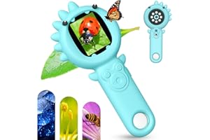 FAENTWC 2 in 1 Microscope & Camera for Kids, Outdoor Toys Birthday Gifts for 5 6 7 8-12 Year Old Boys, Dinosaur Mini Handheld Microscope for Kid Educational Science Adventure Kit for Boys Age 4-8