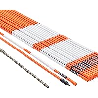 VEVOR Driveway Markers, 30 PCS 48 inch, 0.31 inch Diameter, Orange Fiberglass Poles Snow Stakes with Reflective Tape, 12" Ste