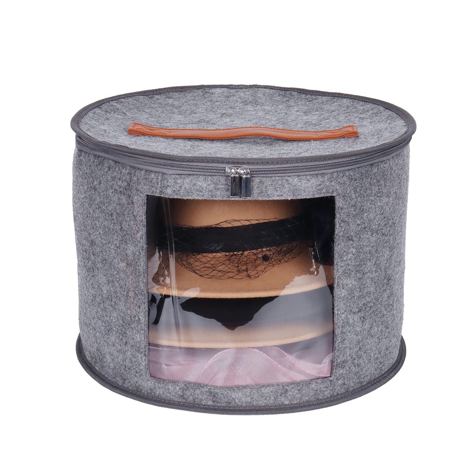 Goklmn Large Hat Box Travel,Foldable Hat Boxes with Lids, Decorative Closet Organizer For Women and Men,Suitable for Various Types of Hats,15.7 x11 Inch,Gray
