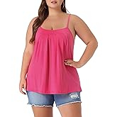 Agnes Orinda Plus Size Summer Tank Tops for Women Pleated Sleeveless Cami Loose Fit Casual Outfits Camisole