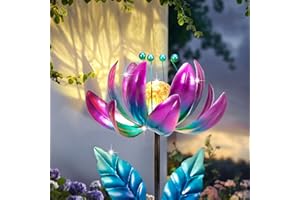 SUCUY Outdoor Garden Decor Solar Spinners Lights - Metal Wind Spinner Solar Lights for Yard, Patio, Garden Lawn Oranments