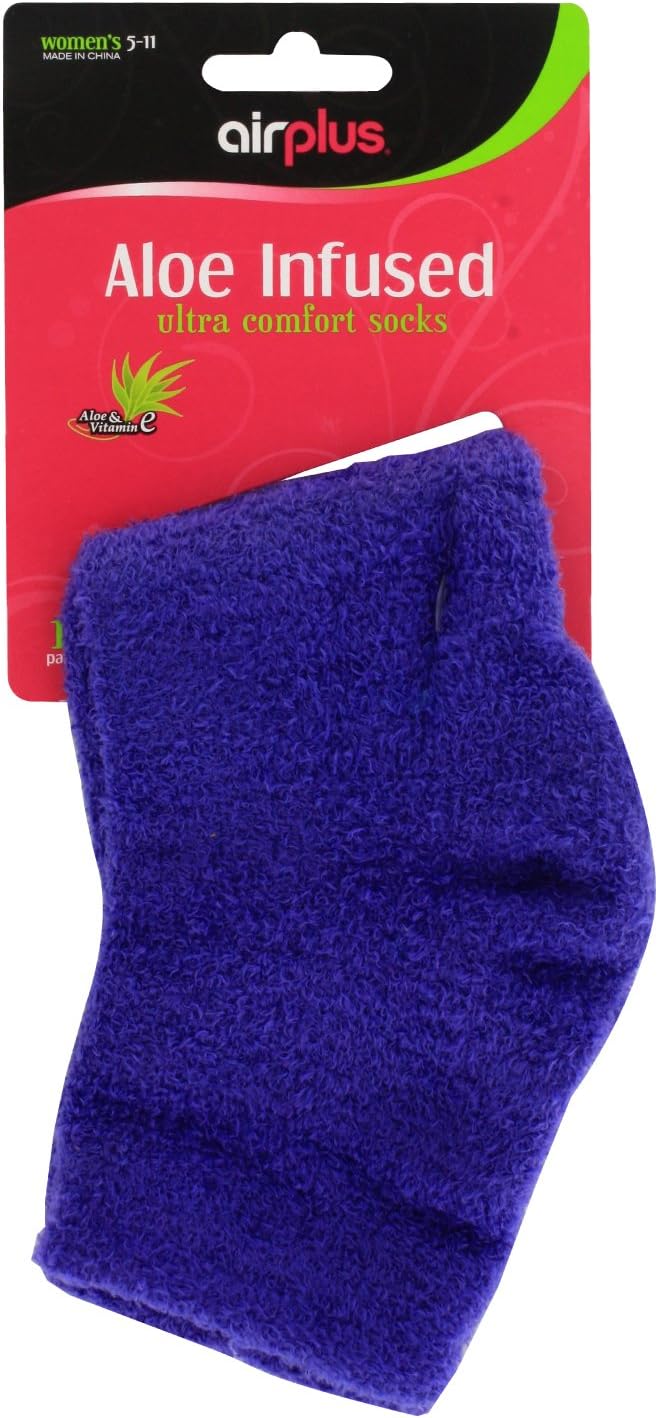 Airplus Aloe and Vitamin E Infused Moisturizing Socks, Women's Size 5-11, 1-Pair, Colors May Vary: Health & Personal Care