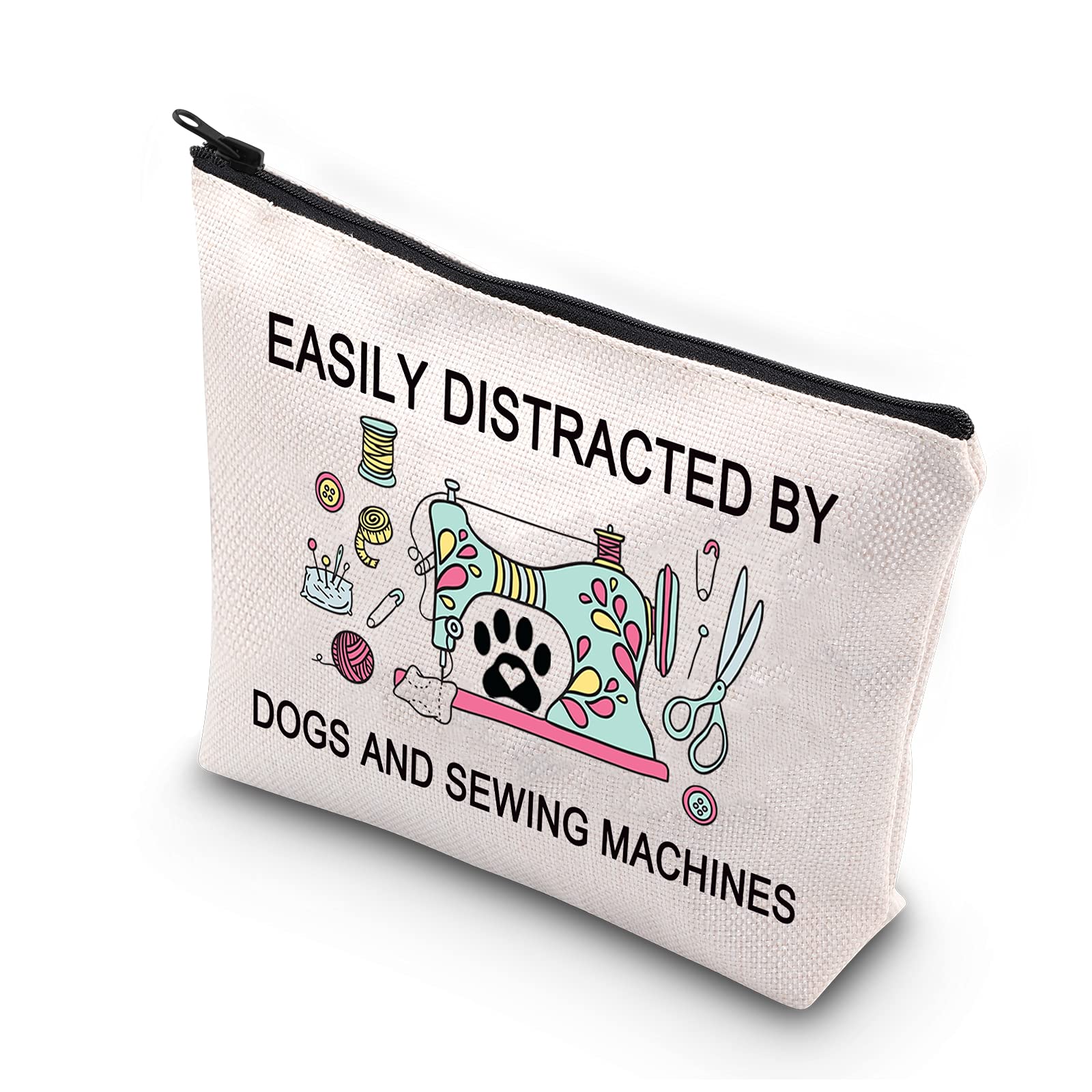 PLITI Sewing Makeup Bag - Gift for Dog Mom or Owner - Cosmetic Bag for Distracted Dog Sewing U