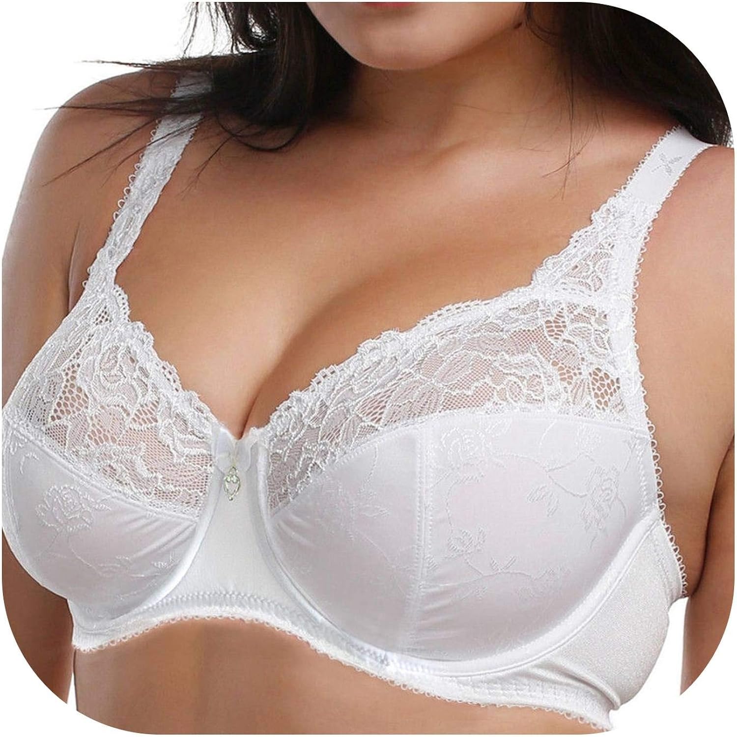 plus size white lace bra