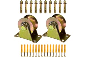 HENBOW Pulley Wheel 2.5" Rope Cable Pulley Block U-Type Groove Alloy Steel Heavy Duty Pulley Wall Mount Silent Detachable Duplex Bearings Small Pulley Wheel for Lifting Material Handing and Moving