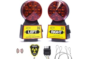 Master Tailgaters Wireless Trailer Tow Lights | Multi Functional Signal Lights | Sturdy Magnetic Mount | 65 Feet Range | 4 Pin Blade Connection | Safety Straps Included
