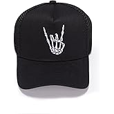 PJGINUIUA Embroidered Trucker Hat Black Baseball Cap Adjustable Mesh Dad Hats for Men Women