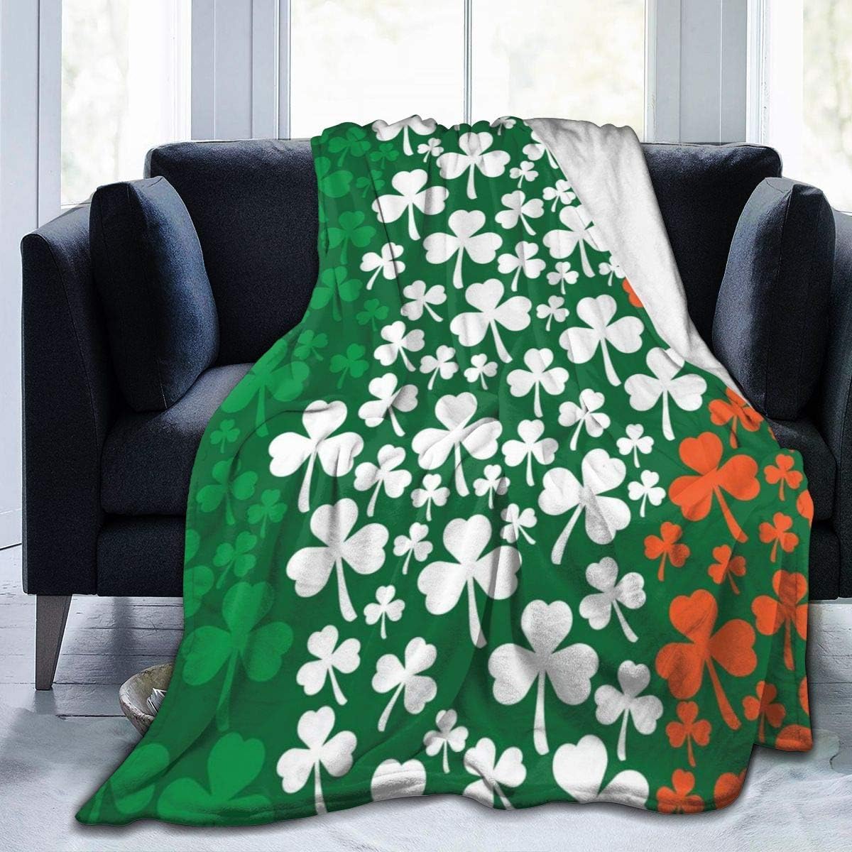 Ireland Flag Shamrock Blanket Oversized UltraSoft Micro Fleece Blanket Microfiber Throw Sofa