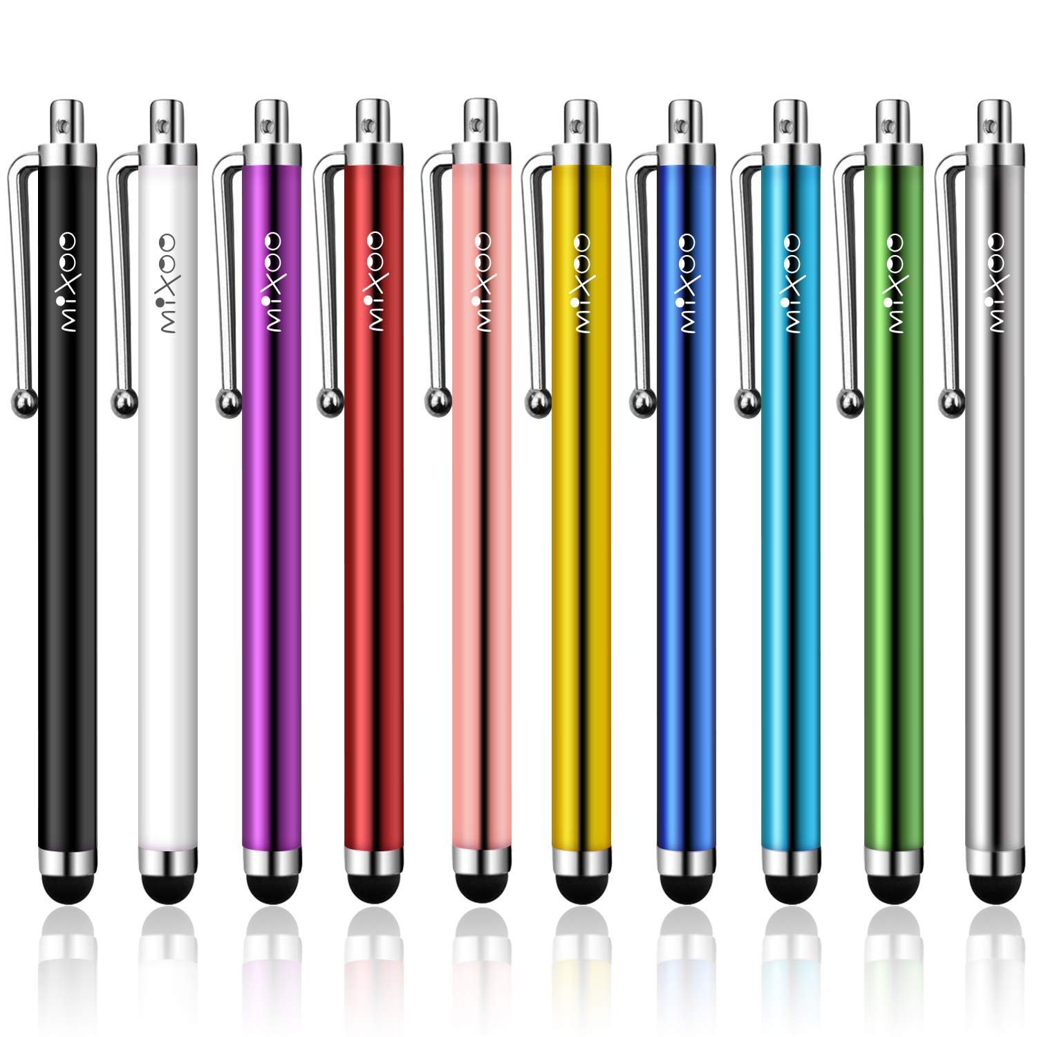 Mixoo 10 Pack Universal Capacitive Touch Screen Pens for Tablets, Compatible with iPad, iPhone, Samsung Galaxy, Kindle and Other Devices