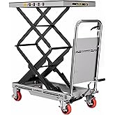 CAMMOO Hydraulic Lift Table Cart, 330lbs Capacity 49.6" Lifting Height, Double Scissor Lift Table with Non-Slip Pad & Safety 