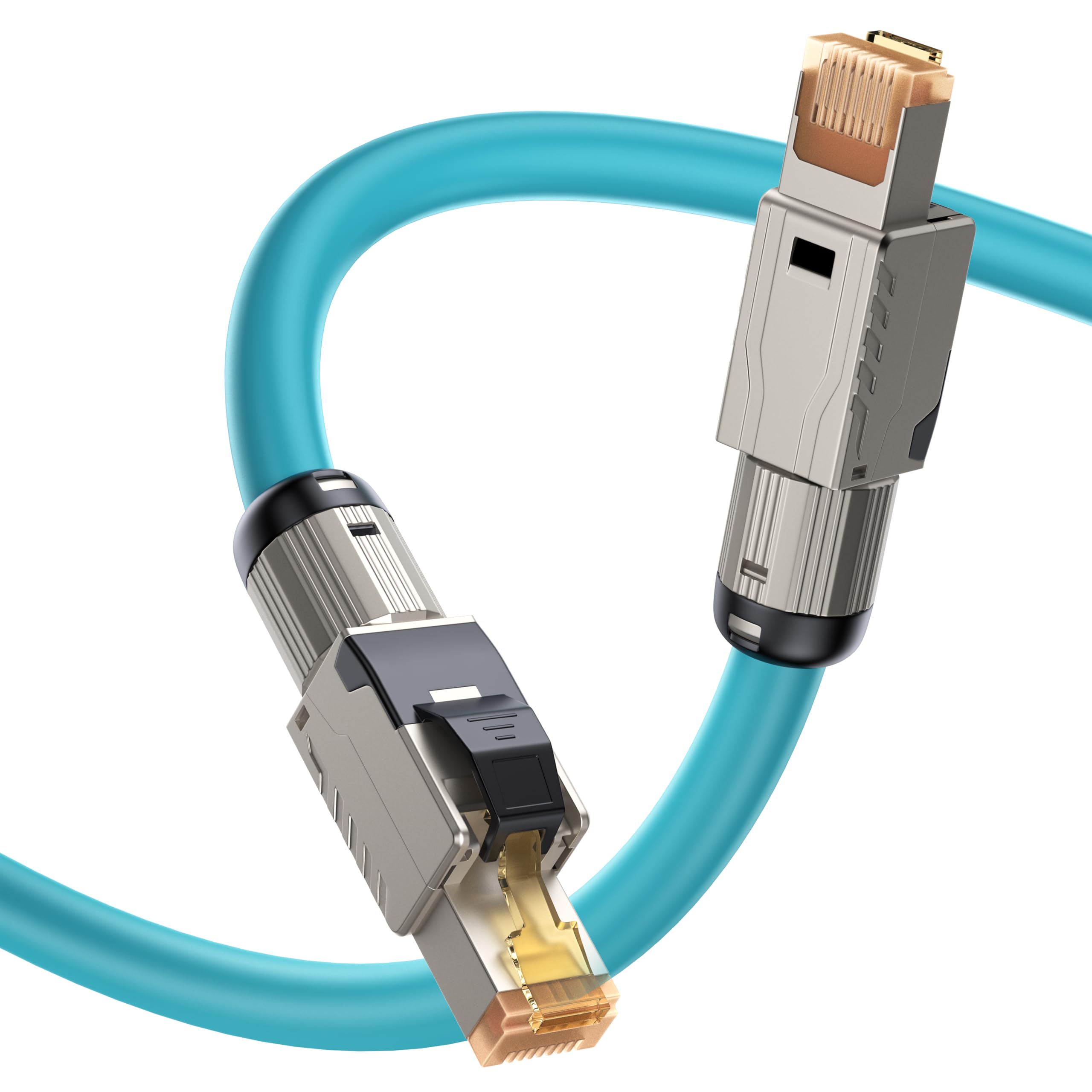 Photo 1 of biaze Cat8 Ethernet Cable 3.3ft - 40Gbps 2000MHz SFTP Shielded, 22AWG Heavy Duty Patch Cord for Gaming/Router/Server, PoE++ Compatible, LSZH Low Smoke, Gold Plated RJ45 - Blue