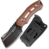 SDOKEDC Knives Fixed Blade Knife with kydex sheath for Men EDC Survival Hunting Tactical Outdoor Camping ， 14C28N Steel Micarta Handle (Black Stone Wash)