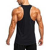 MAGCOMSEN Men's UPF 50+ Tank Tops Y Back Quick Dry Workout Gym Sleeveless Muscle Shirts Summer Bodybuilding Cut Off Shirt