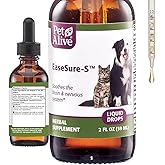 PetAlive EaseSure-S - Herbal Nervous System Support for Pets - 2 Fl Oz | Herbal Nervous System Drops for Dogs &amp; Cats with Passion Flower &amp; Ashwagandha, Pet Involuntary Muscle Movements &amp; Twitching