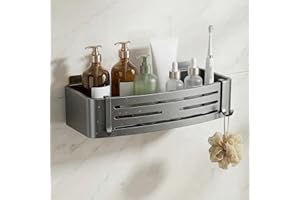 Shower Caddy Suction Cup, Removable Shower Shelf with Hooks No Drilling Bathroom Organizer Storage Rack, Waterproof Rustproof