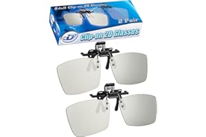 2D Glasses CLIP-ON 2 Pack - Turns 3D movies back into 2D - eDimensional 2 Pairs for SONY, LG, Vizio Passive 3-D TV's and with all other passive 3D Televisions also for use in RealD 3D Theaters!