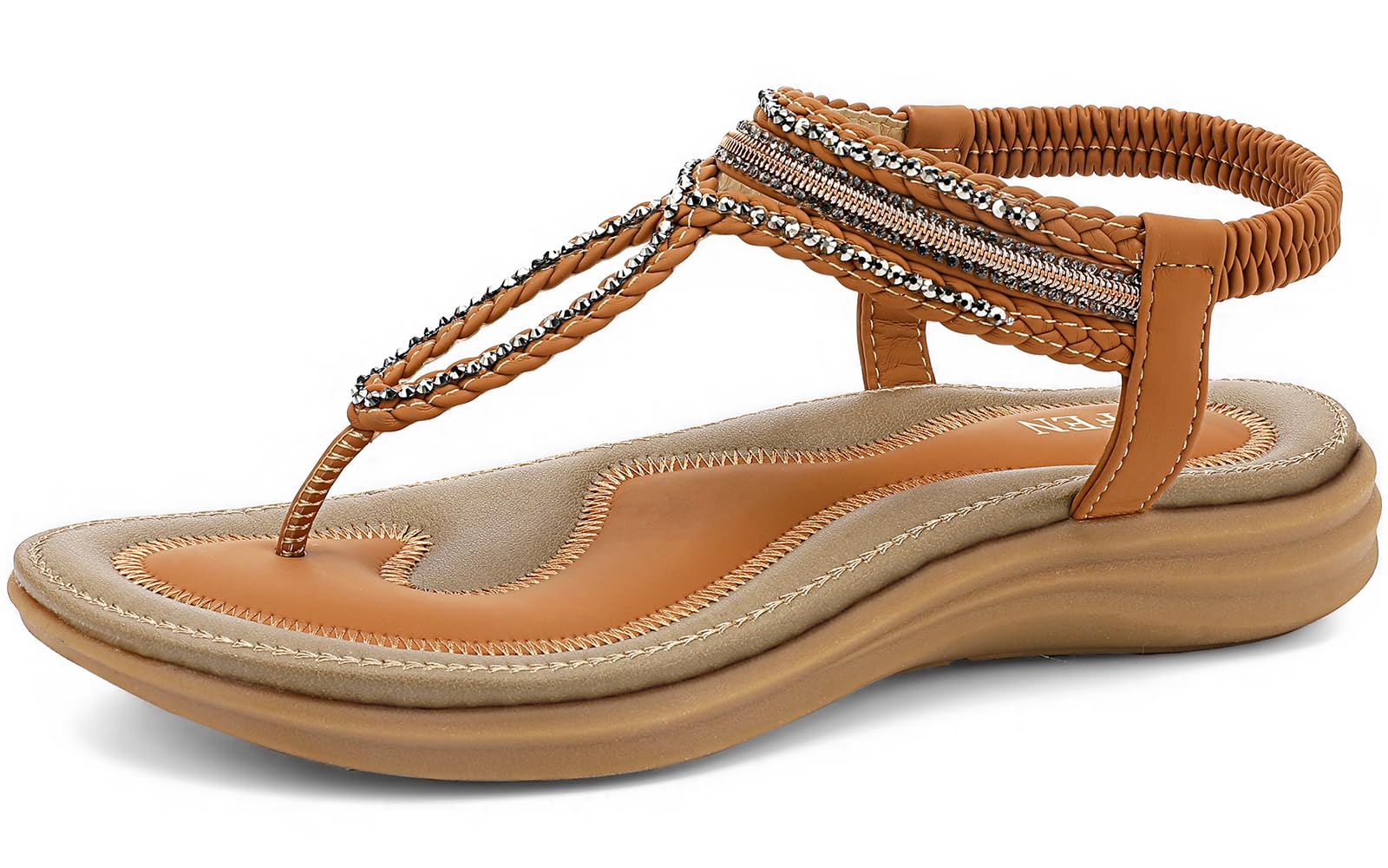 Photo 1 of ****Factory Seal****
Womens Bohemian Flat Sandals With Back Strap Summer Beach Comfortable Bling D Orange Size US 10