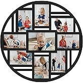 Jerry & Maggie Photo Frame Round Circle Black Picture Frame Cute Selfie Gallery Collage Wall Hanging For 6x4 Photo - 9 Photo Sockets (Black)