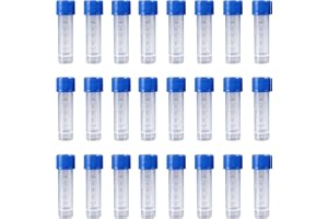 24Pcs 5ml Plastic Test Tubes with Screw Caps Small Bottle Vial Storage Container Graduated Sample Bottles for Lab
