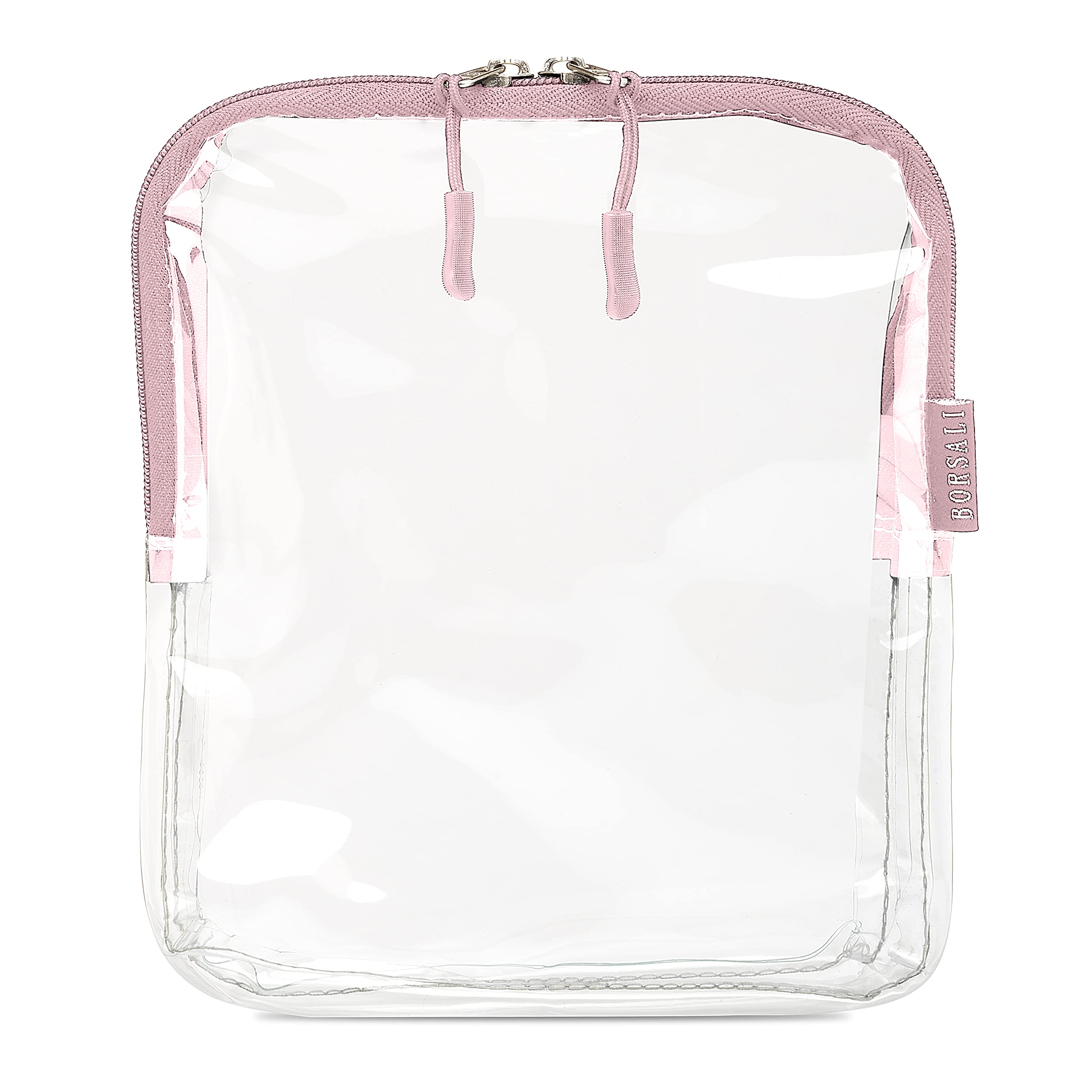 Photo 1 of BORSALI TSA-Approved Quart-Sized Bag for Carry-On Travel - One (1) Quart Clear Toiletries, Cosmetic and 3-1-1 Liquids Toiletry Bag - Rose