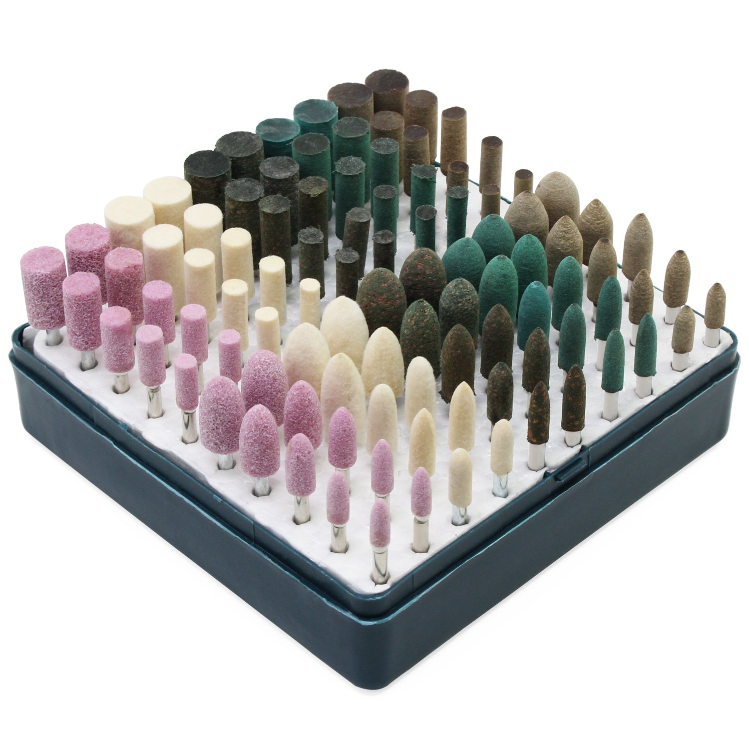 HSeaMall 100PCS Grinding Buffing Head Abrasive Stone Mandrel Mounted Multifunctional Grinding Buffing Point Polishing Accessories Mixed Set For Rotary Tools