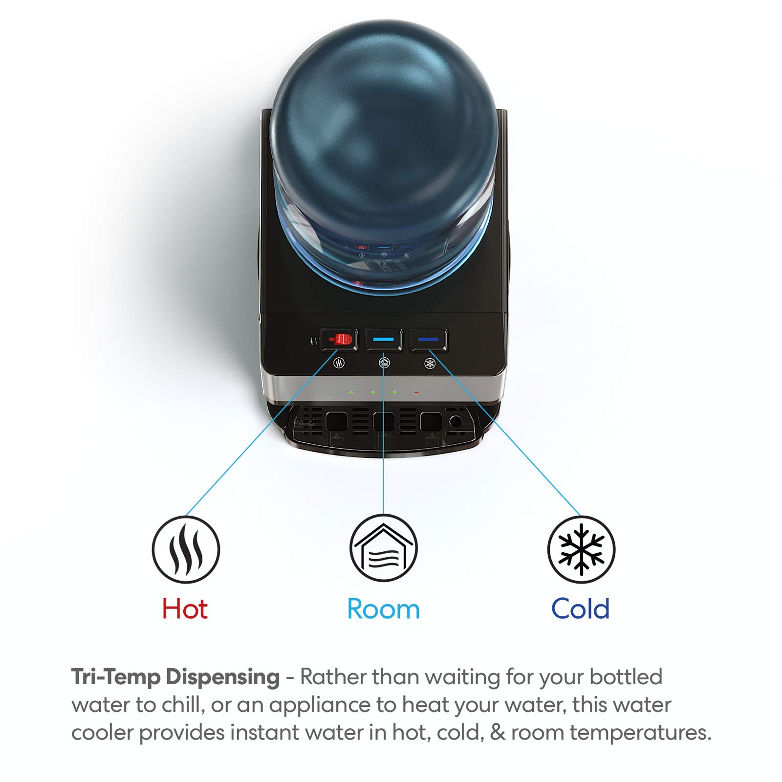 Brio Limited Edition Top Loading Countertop Water Cooler Dispenser with Hot Cold and Room Temperature Water. UL/Energy Star Approved