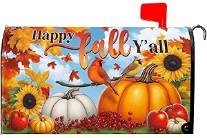 Ancordivo Autumn Pumpkin Mailbox Covers Magnetic Standard Size 21 x 18 Inch Happy Fall Y'all Thanksgiving Holiday Seasonal Mailbox Wraps Post Letter Box Cover for Garden Yard Decor