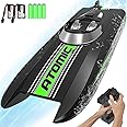 VOLANTEXRC Remote Control Boats for Pools and Lakes 20+MPH AtomicXS High Speed RC Boat for Kids or Adults Toy Boat Gifts with 2 Batteries & Reverse Function (795-5 Black)