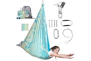 FRIENDLY CUDDLE Indoor Sensory Swing for Kids or Outdoor – Holds 300lbs, Double-Layer, & 360° Swivel, Calming Compression Therapy Swing Hammock for Kids & Adults with All Hardware – Sensory-Motor Toys & Gifts