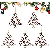 Hummingbird Christmas Ornament, 5PCS Colorful Stacked Hummingbirds Tree Decor, Upgrade Winter Hummingbird Ornament for Christmas Tree Home Decoration for Bird Lovers