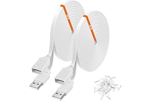 weishan 2-Pack 30ft Power Extension Cable Compatible with Wyze Cam v4,Wyze Cam Pan v3,Wyze OG,Wyze Cam v3 and v3 Pro Security Cameras - 9m Long Flat USB Male to Female Charging Cord, White