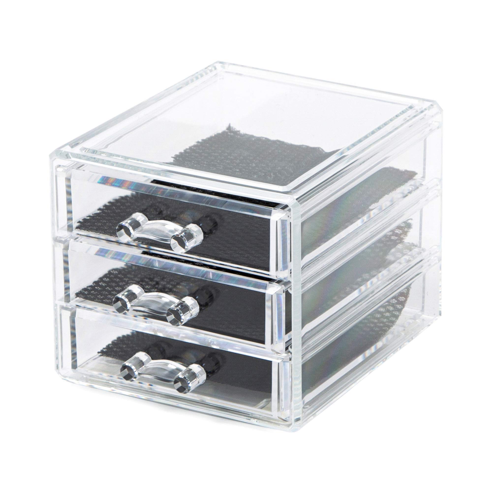 Compactor 3 Drawer Jewellery and Makeup Organiser, Transparent