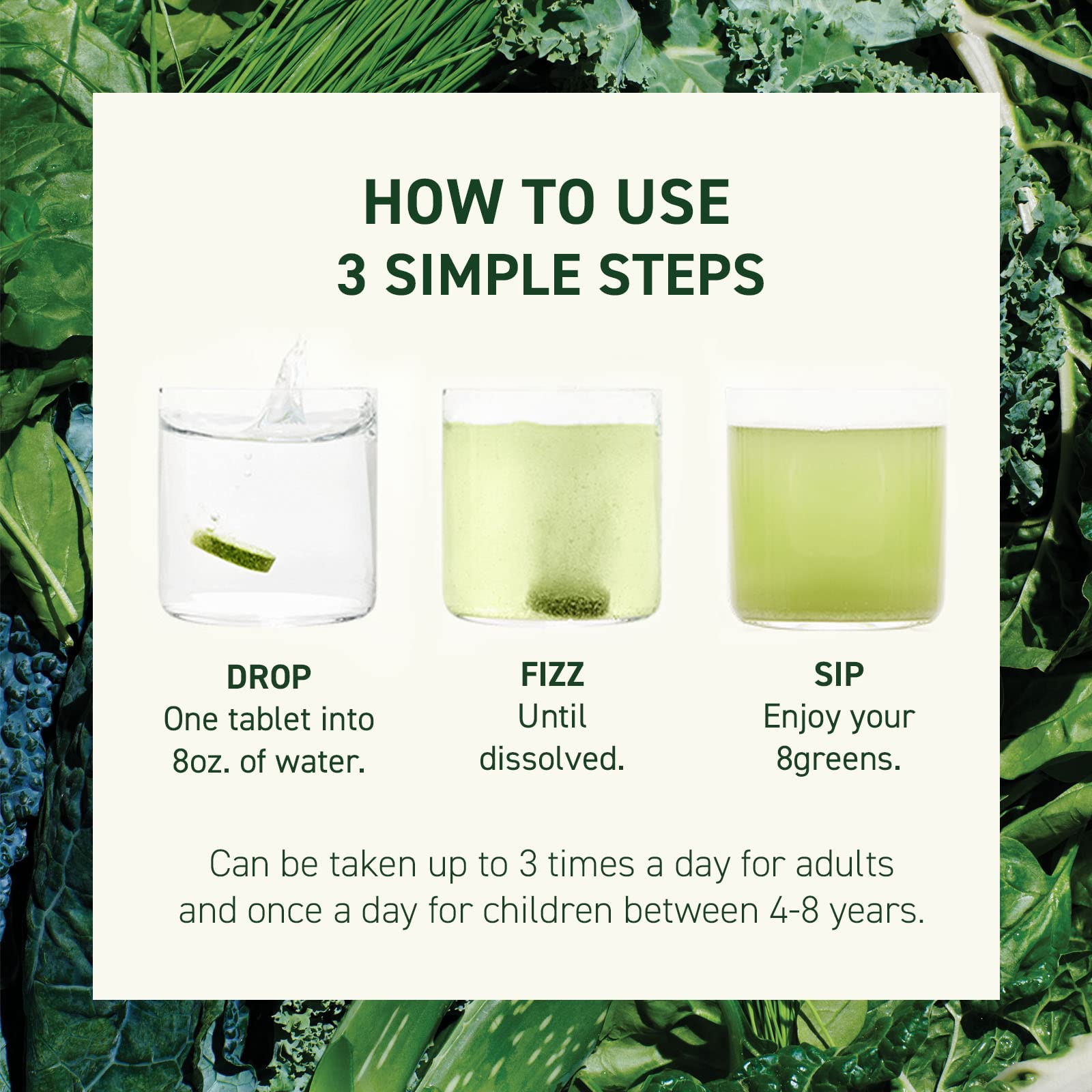 8Greens Detox Fizzy Tablets - Packed with 8 Powerful Super Greens, Greens Powder (1 Tube/10 Tablets)