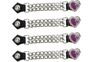 Dream Apparel 4 PCS Vest Extenders for Women Motorcycle, Faux Leather Biker Vest Extender with Double Chains