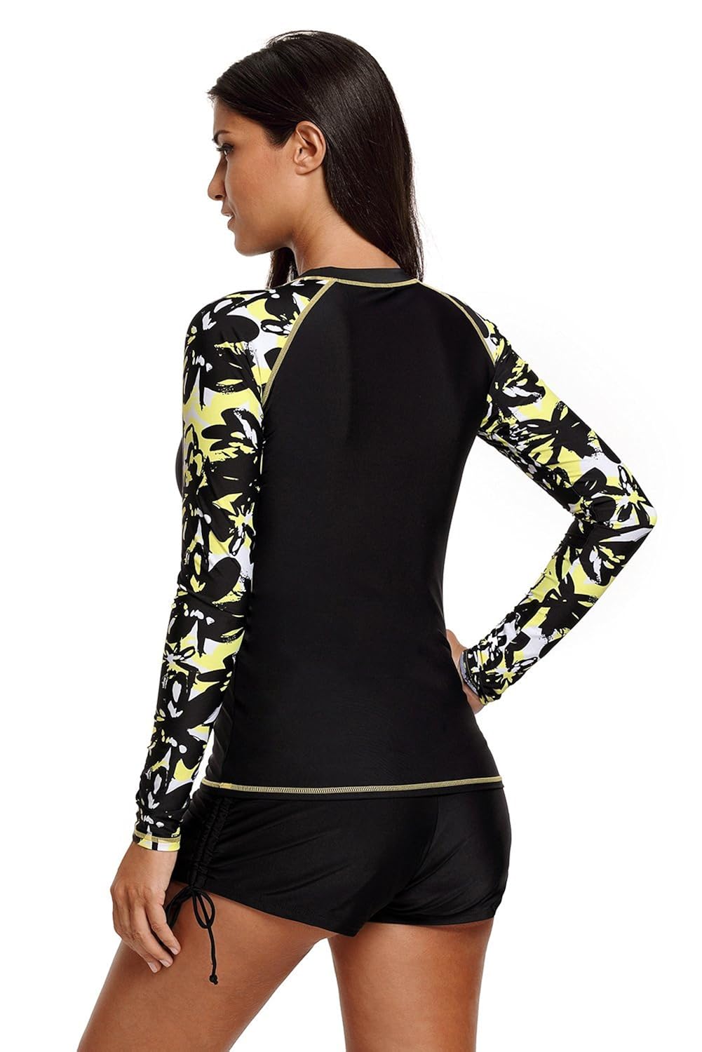 boldgal women's bathing swimwear full-sleeved rashguard beach top (black)