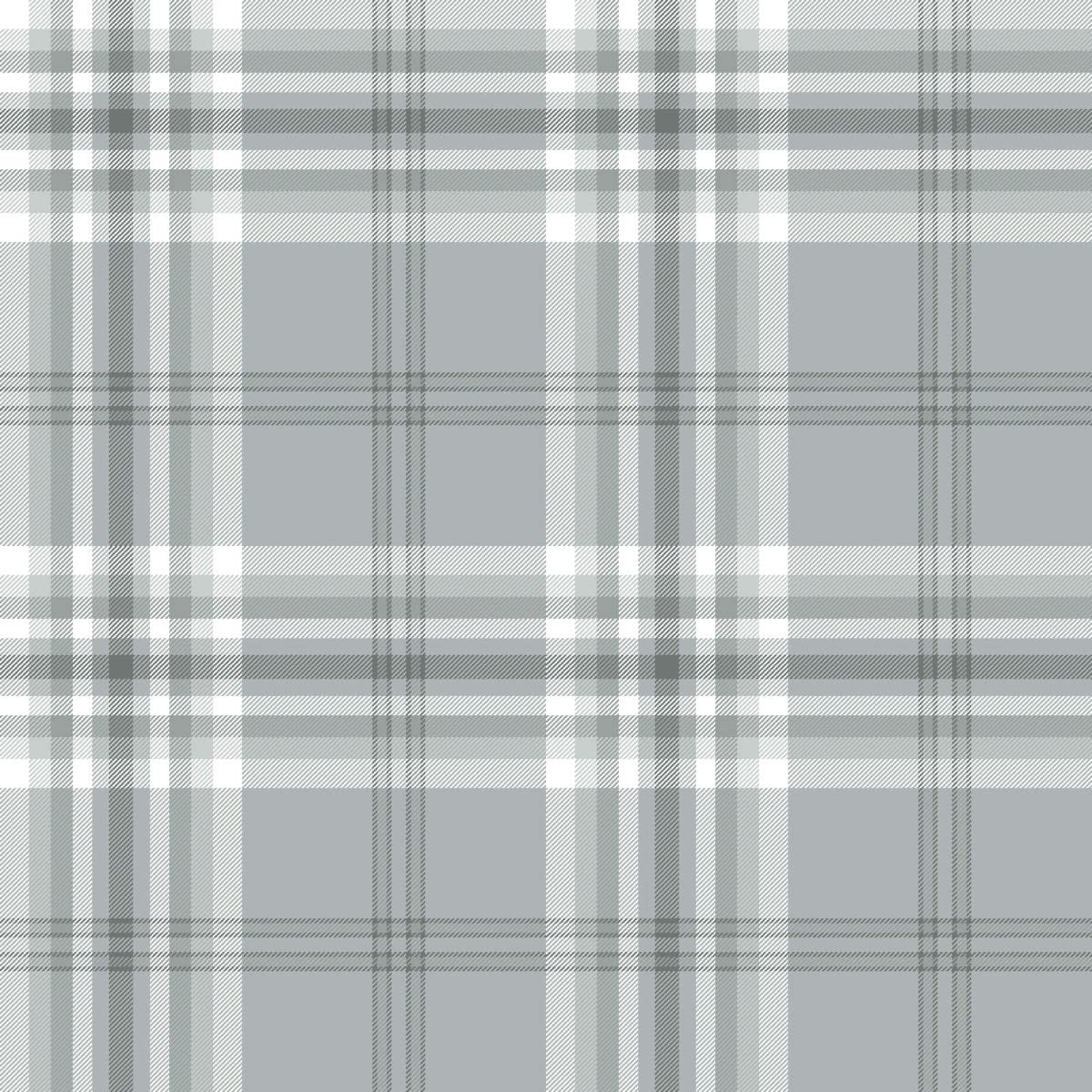 Catherine Lansfield Kelso Check Wallpaper Silver Grey