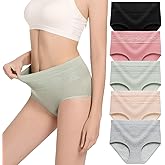 HAVVIS Women's Briefs Underwear Cotton High Waist Tummy Control Panties Rose Jacquard Ladies Panty Multipack