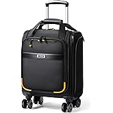 Lekebobor Underseat Carry On Luggage with Spinner Wheels,16 Inch Softside Suitcase with Detachable Wheels, Lightweight Travel Luggage Bag for Men Women, Black