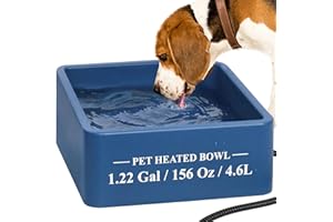 ROLIMATE Super Large Heated Water Bowl, Waterproof Heated Dog Bowl with Chew-Resistant Cord, Thermal Heated Water Bowl for Cats Provides Water in Winter, Heated Pet Bowl for Chicken, Rabbit, Bird