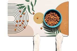 AYIASHIAB Dog Food Mats for Floors Absorbent, Pet Cat Food Mat - Quick Dry Dog Bowl Mats for Food and Water, Eco-Friendly Boho Pet Supplies
