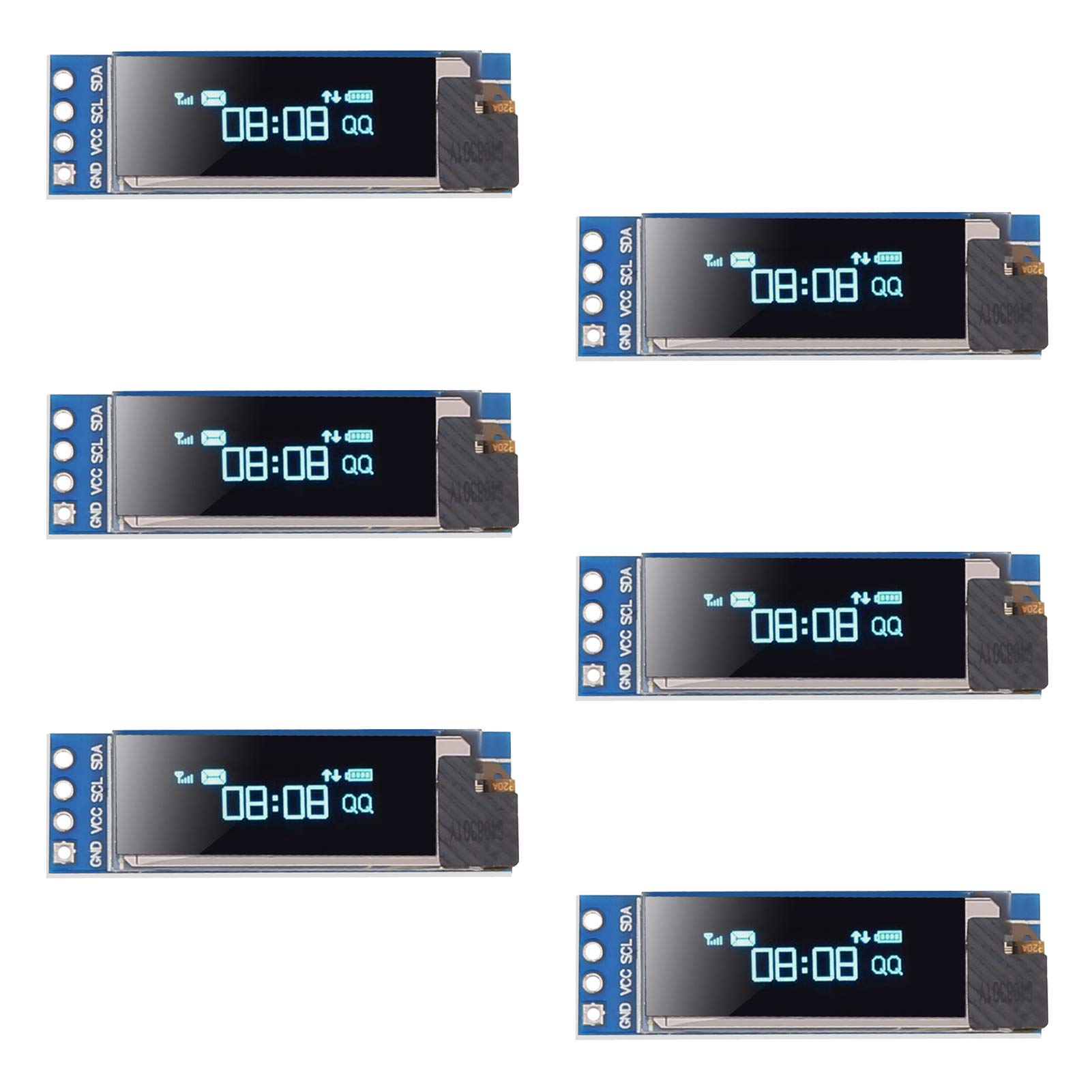 6PCS 0.91 OLED I2C Display Module IIC 0.91 inch I2C LED DC Display Module Blue I2C LCD 128x32 Screen Driver OLED 3.3V~5V