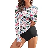 WOWENY Women's Rash Guard UPF 50+ Long Sleeve Swim Shirts Thumb Holes UV Sun Protection Bathing Suit Swimsuit No Bottoms&Bras