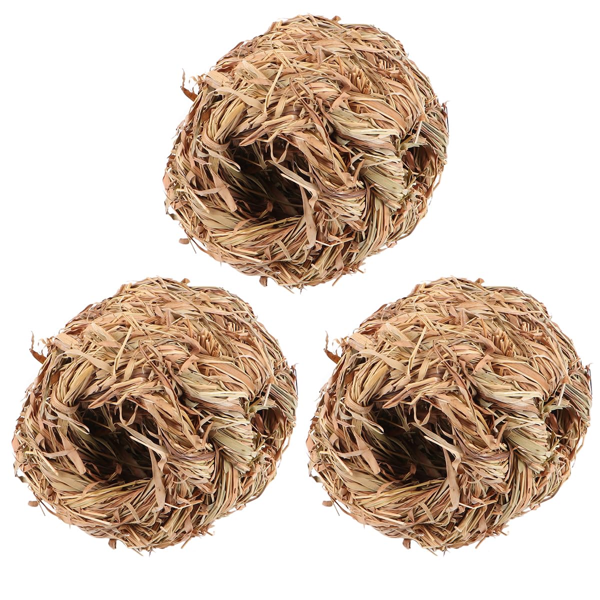 3pcs Woven Grass Tunnel Ball Toys Animal Activity Center Nest Natural Grass Chew Toy Weaved House for Hamsters Guinea-Pig Gerbils Chinchillas