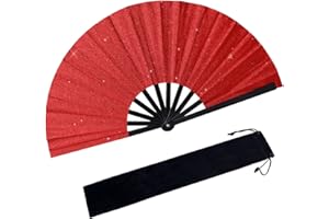 JOYLINE Clacking Fans for Line Dancing Popping Fan Boots on The Ground Fan Folding Hand Fans for Club,Performance,Party,Festivals Dance Enthusiasts Gift (Red)