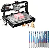 Genmitsu CNC Machine 3018-PRO Router Kit +1/8 Inch Shank 10pcs Carbide Spiral O Flute (Single Flute) End Mill CNC Router Bits