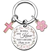 VIESUJI Christian Gifts for Women Faith Inspirational Christian Keychain Religious Gifts for Women Teen Girls Moms Sisters Friends Be Still And Know That I Am God Bible Verse Keychain