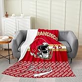 Feelyou Football Fleece Throw Blanket San Francisco Flannel Blanket Plush Fuzzy Football City for Bed Couch Chair Living Room Sports Games Twin 60"x80" Bedroom Decor