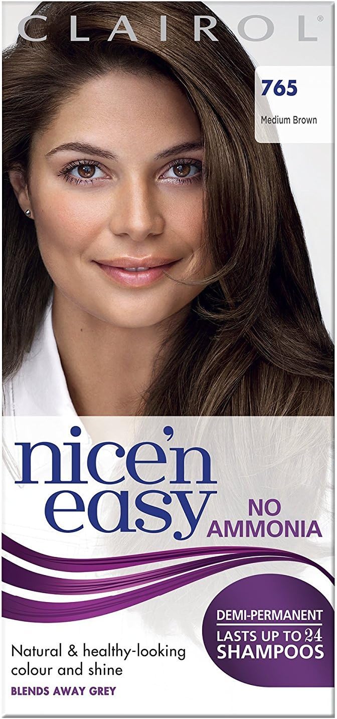Clairol Nice 'n Easy No Ammonia Hair Dye 765 Medium Brown Semi-Permanent Aloe